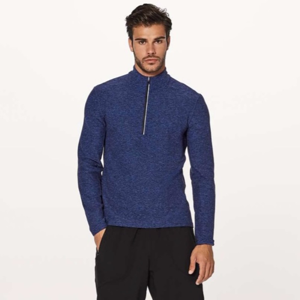 Lululemon Surge Warm 1/2 Zip Heathered Blue Sz. XL